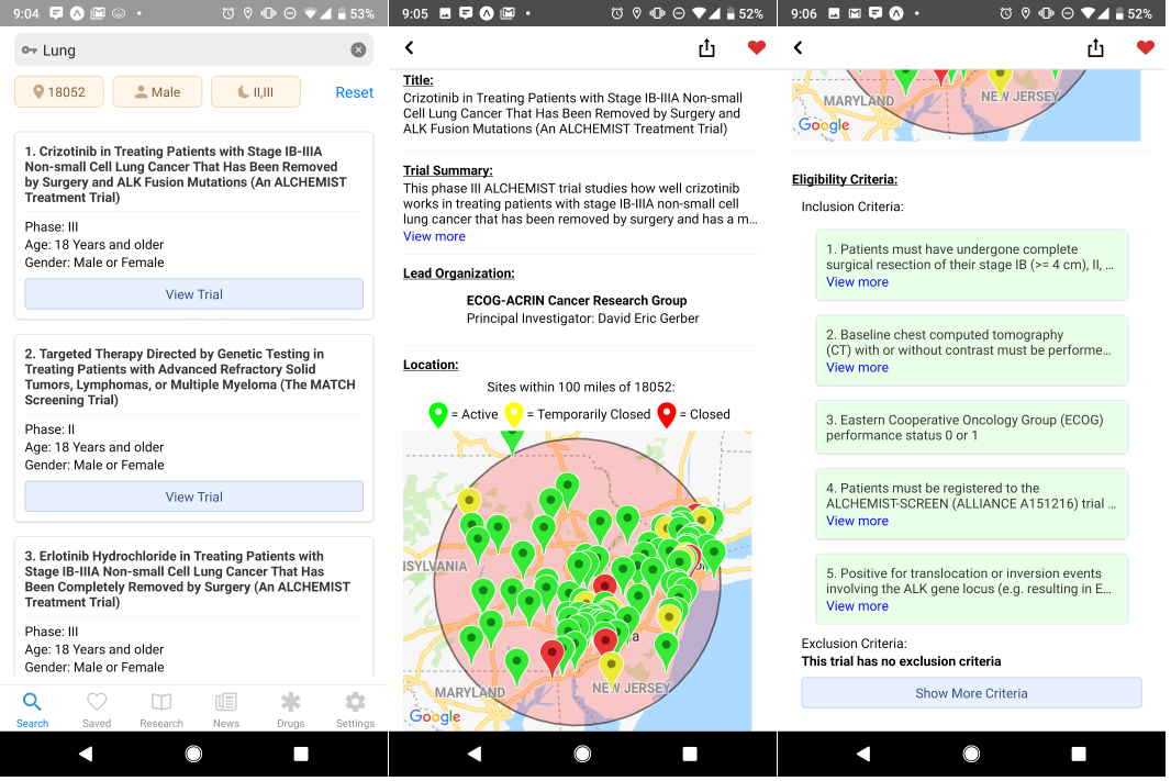 Clinical Trial Search App